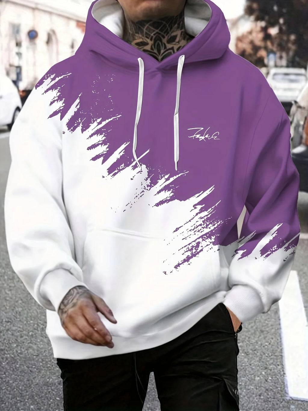 Men's Casual Fashion Wear Hooded Sweatshirt with Kangaroo Pocket Casual Long Sleeve Hoodie for Outdoor Wear