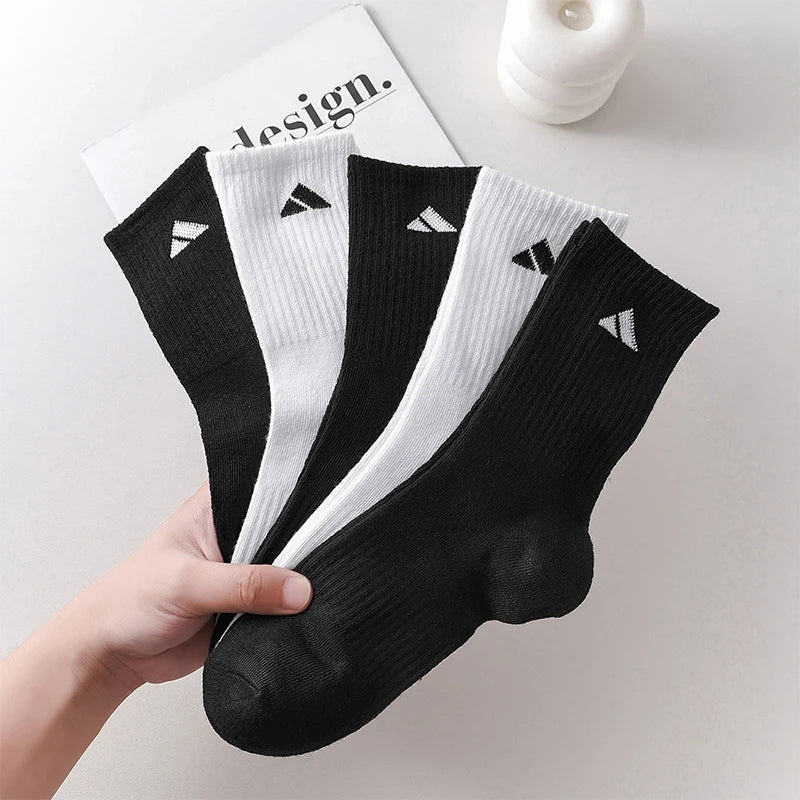 20 Pairs Men's High Waist Solid Unisex Sports Socks Black White Breathable Mid-Calf Casual All-Season Simple Versatile