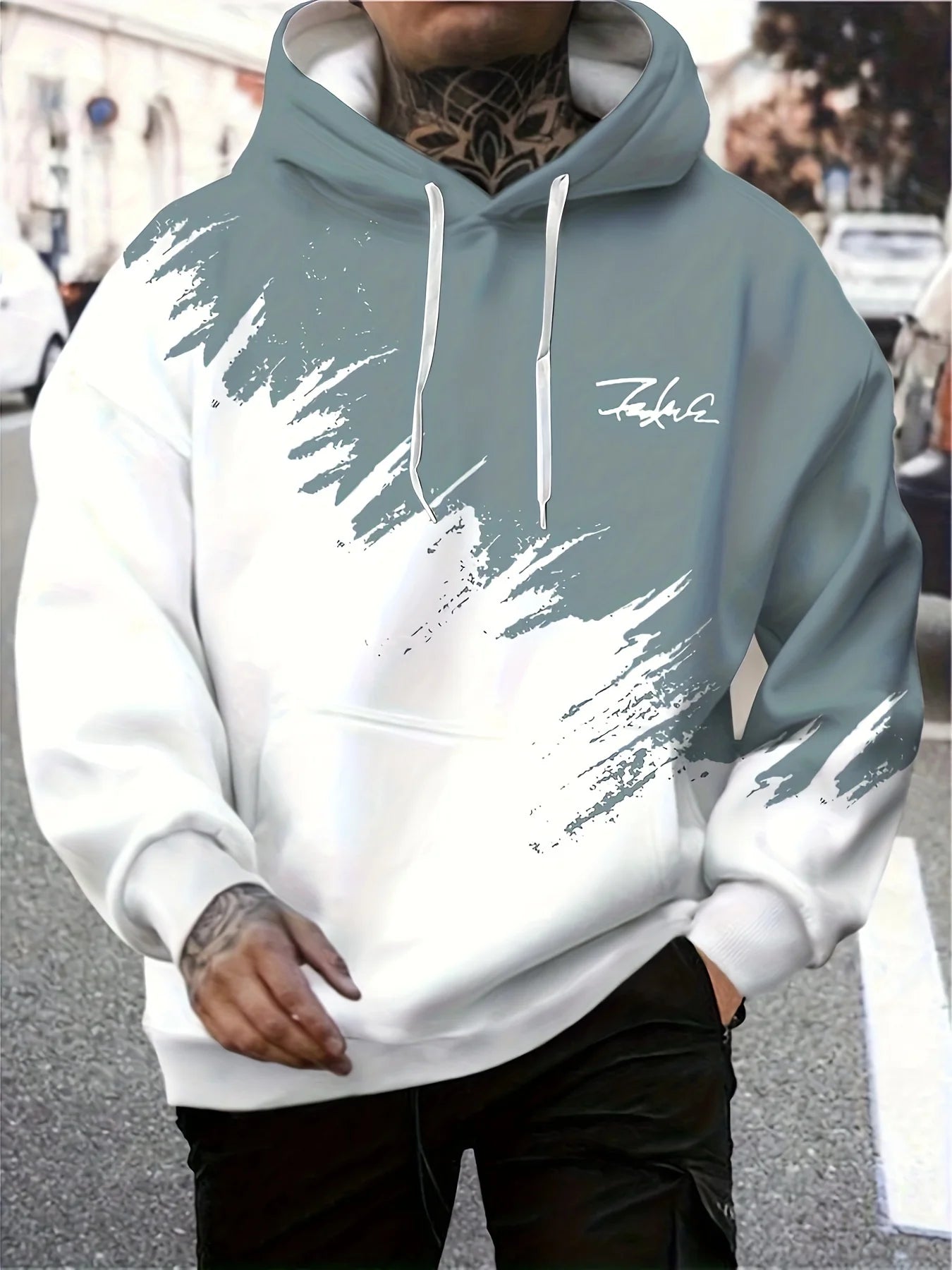 Men's Casual Fashion Wear Hooded Sweatshirt with Kangaroo Pocket Casual Long Sleeve Hoodie for Outdoor Wear