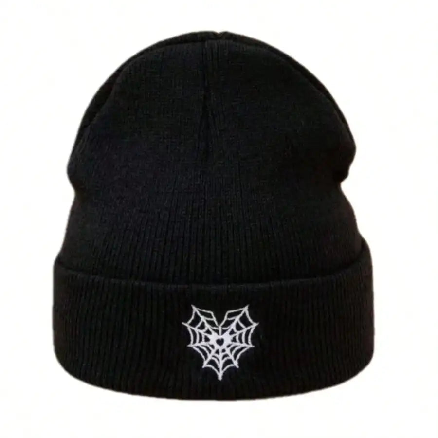 1pc unisex Winter Warm Skull Embroidery Knit Beanie Hat,Warm Outdoor Ski Cap Autumn Accessories,suitable for Halloween,Christmas