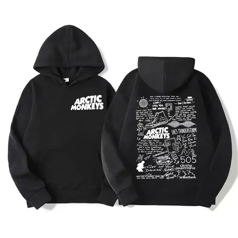 Men's retro rock Arctic monkey hooded sweatshirt hooded sweatshirt with music album patternHip Hop large retro hooded sweatshirt