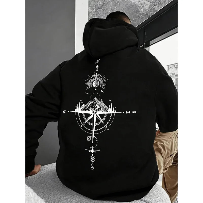 2025 New Year Men's Loose Fit Hooded Pullover Sweatshirt Hot in Cross-border Trade