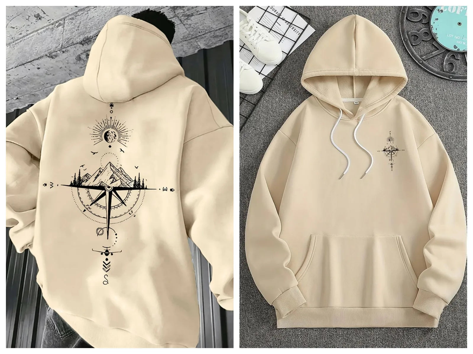 2025 New Year Men's Loose Fit Hooded Pullover Sweatshirt Hot in Cross-border Trade