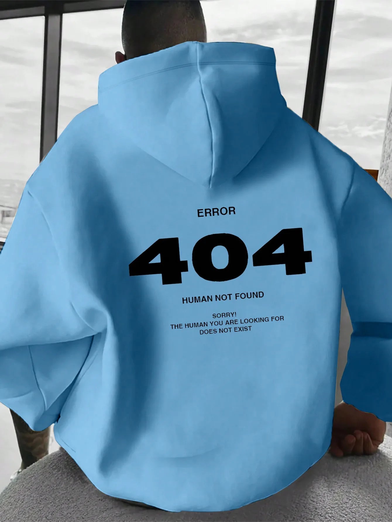 Men's Number Print Hoodie Sweatshirt For Casual Wear, Mens Hoodie, Streetwear Hoodie, Error 404 Human Not Found Hoodie