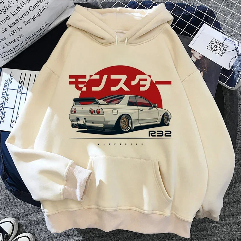 2025 Autumn/Winter Jdm Men's Printed Casual Warm Fashion Hoodie Long Sleeve Hoodie Sportswear Suitable for Both Men and Women