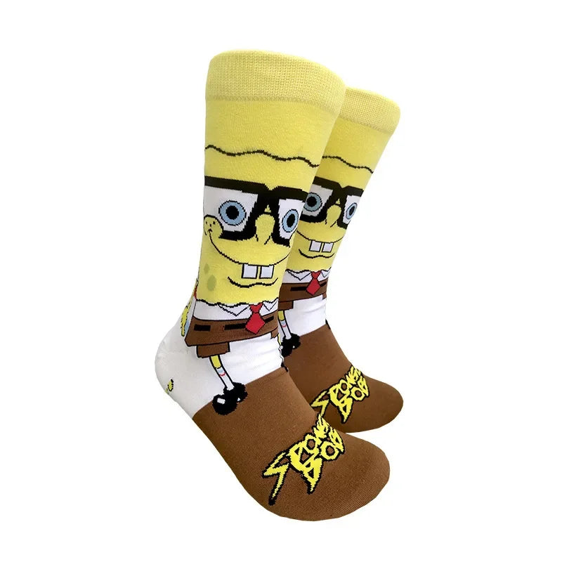Kawaii Spongebob Socks Patrick Star Squidward Tentacles Cartoon Socks Pure Cotton Male Trend Tube Socks Direct selling