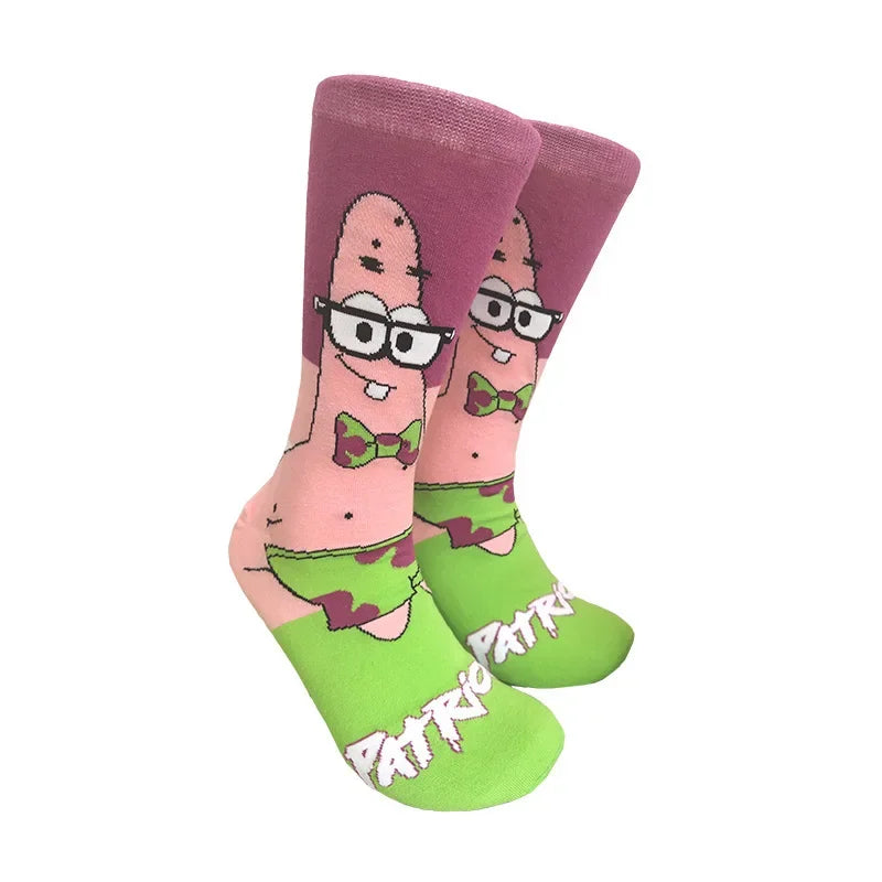 Kawaii Spongebob Socks Patrick Star Squidward Tentacles Cartoon Socks Pure Cotton Male Trend Tube Socks Direct selling
