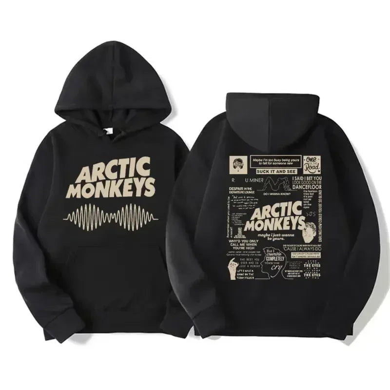 Men's retro rock Arctic monkey hooded sweatshirt hooded sweatshirt with music album patternHip Hop large retro hooded sweatshirt