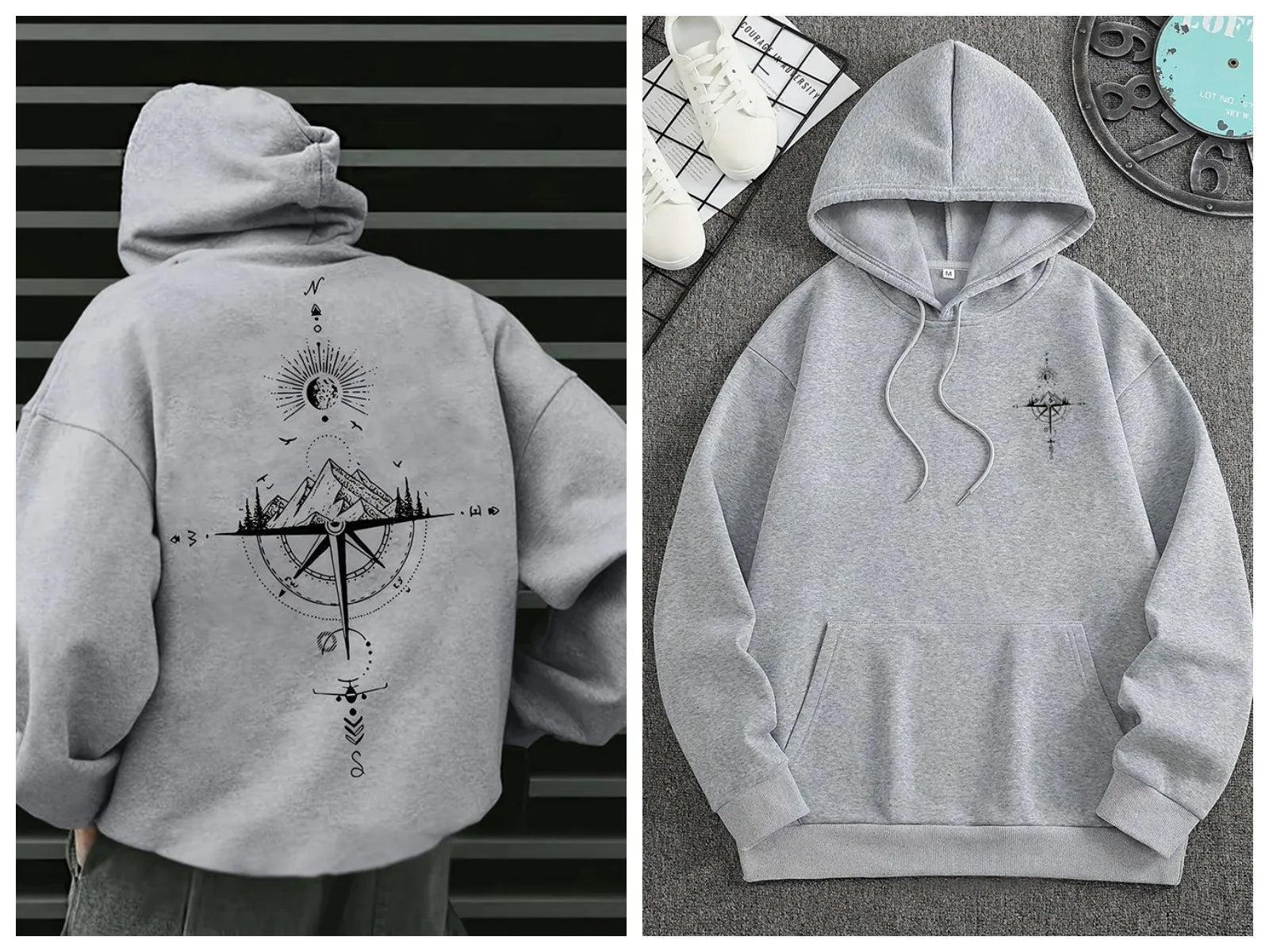 2025 New Year Men's Loose Fit Hooded Pullover Sweatshirt Hot in Cross-border Trade