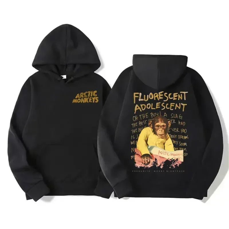 Men's retro rock Arctic monkey hooded sweatshirt hooded sweatshirt with music album patternHip Hop large retro hooded sweatshirt