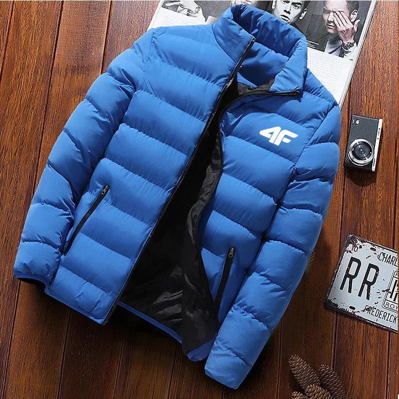 2024 Men's Casual Jacket Men's Waterproof Windbreaker Jacket Winter Warm Autumn Zip-Up Men's Coat Solid Color Large Size
