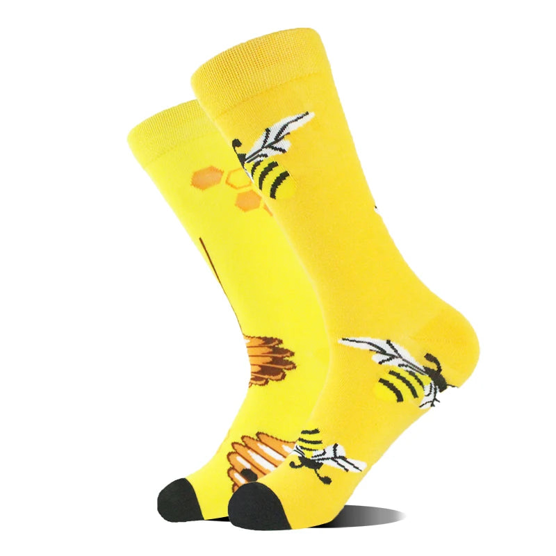 AB Happy Cotton Funny Socks Men Beer Panda Duck Crazy Design Sokken Unisex Novelty Plant Piano Crew Skateboard Calcetines Hombre